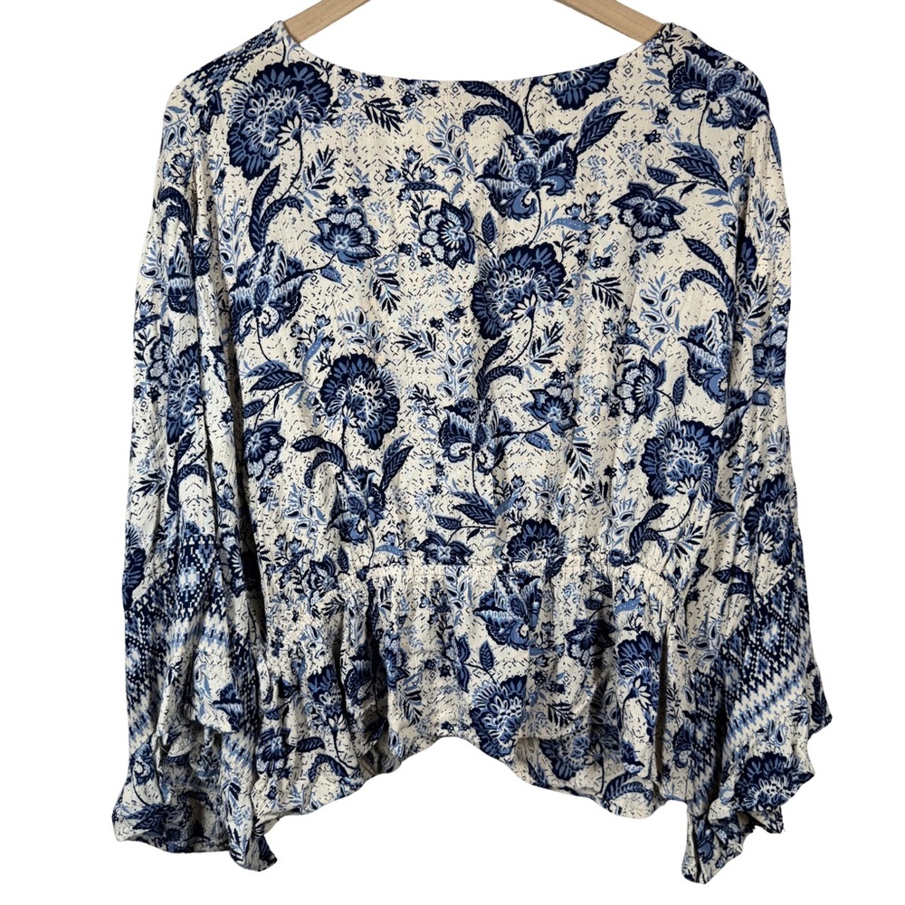 Angie Blouse 2x Bell Sleeve Floral Bohemian Peasant Stretch Waist Festival Festi - Picture 4 of 6